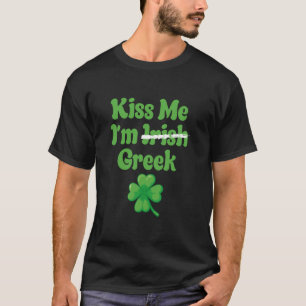 T-shirt Kiss Me Im Irlandais Grec Long Sleeve T Chemise