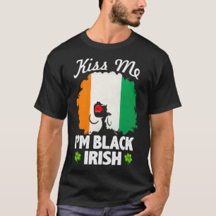 T-shirt Kiss Me Je suis Black Irish St Patrick's Day, Afri