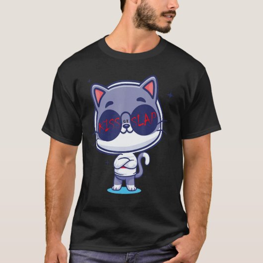T-shirt Kiss or Slap cat (Devant)