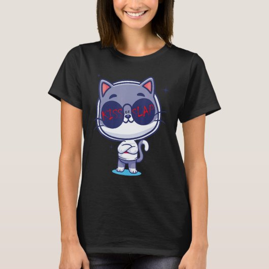 T-shirt Kiss or Slap cat (Devant)