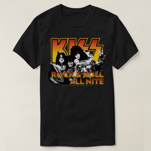 T-shirt KISS Rock Band Rock & ; Roll All Nite Spaceman  (Design devant)