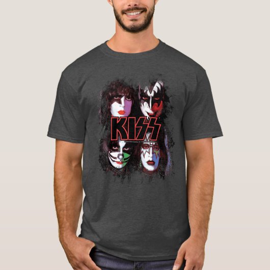 T-shirt KISS the Band All Members Faces brush effect (Devant)