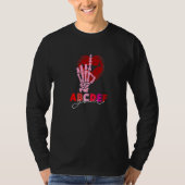 T-shirt Kissy Lips Skeleton Hand ABCDEF-You Funny Valentin (Devant)