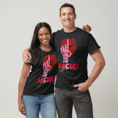 T-shirt Kissy Lips Skeleton Main ABCDEF-You Funny Valentin (Unisexe)