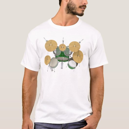 T-shirt Kit de batterie vert : (Devant)