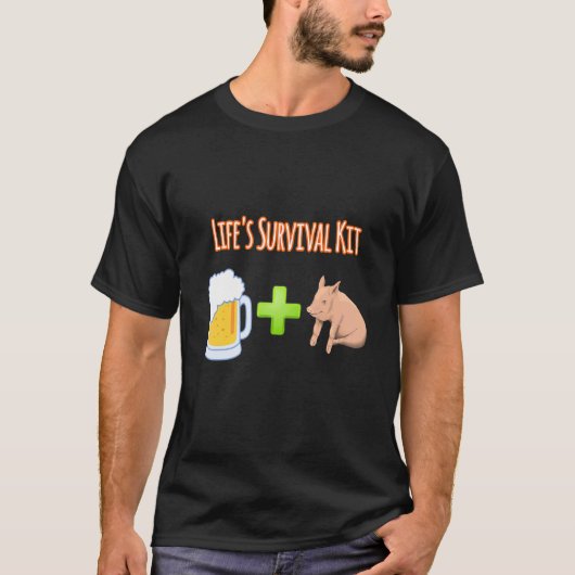 T-shirt Kit de survie Bière plus Cochons design (Devant)