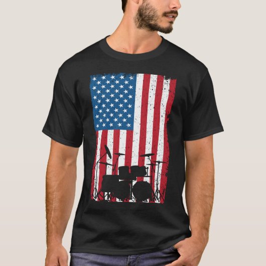T-shirt Kit tambour American Flag 4 juillet (Devant)