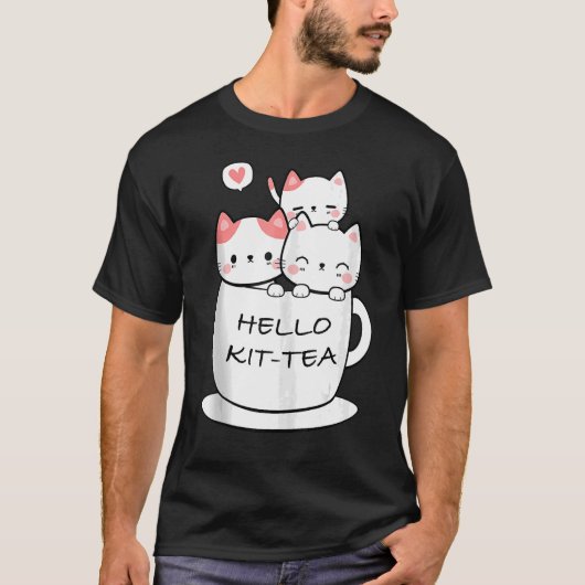 T-shirt Kit Tea Chat Mignon Et Chat 2 (Devant)