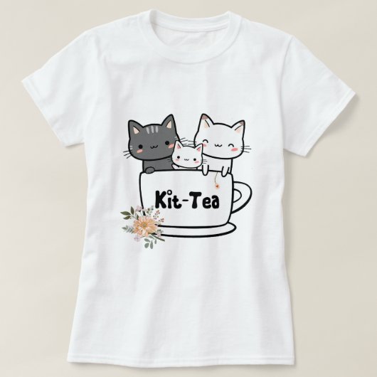 T-shirt Kit Tea Funny Kitty Cat Lover Cadeaux de famille e (Design devant)