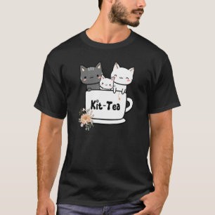 T-shirt Kit Tea Kitty Chat Famille Chats en Tea Cup