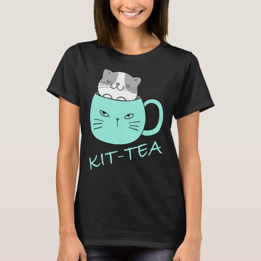 T-shirt Kit Thé Chat Cute Et Chat 4 (Devant)