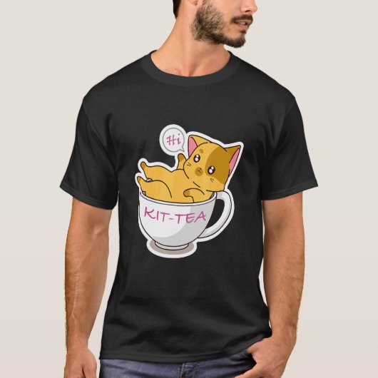 T-shirt Kit Thé Chat Cute Et Chat 5 (Devant)