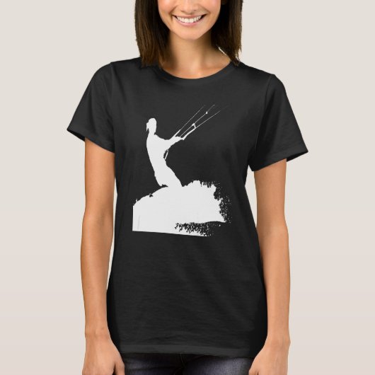 T-shirt Kiteboarder Riding A Wave White Silhouette (Devant)
