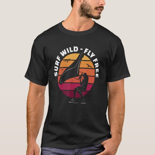 T-shirt Kitesurf Avec Kitesboard Surf Wild Fly Libre (Devant)