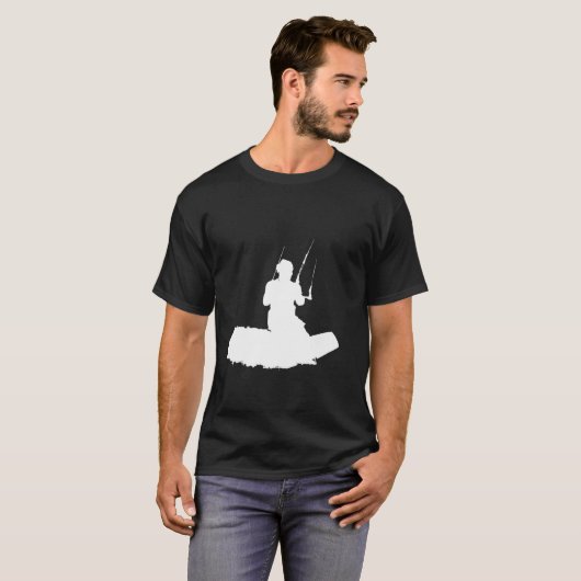 T-shirt Kitesurfer Enjoying The Waves Artistic White Silho (Devant entier)