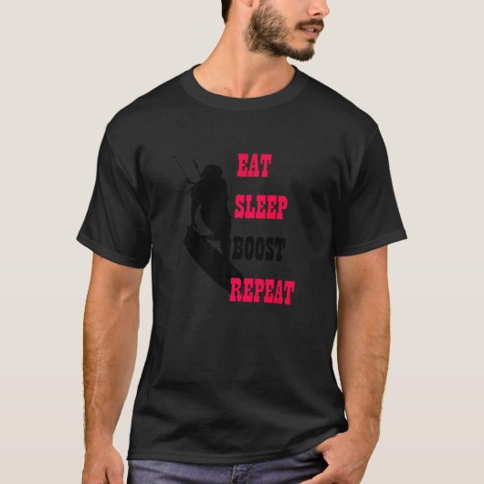 T-shirt Kitesurfer Life Eat Sleep Boost Repeat Red And Bla (Devant)