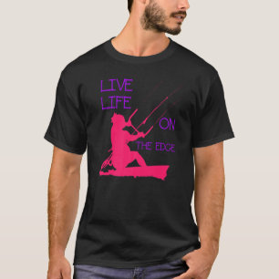 T-shirt Kitesurfer Riding A Wave Live Life On The Edge Pin