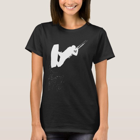 T-shirt Kitesurfing Action Kite And Surf Silhouette White (Devant)