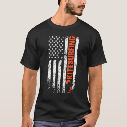 T-shirt Kitesurfing us flag kiteboard essential kite sport (Devant)