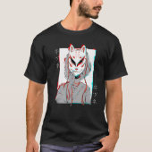 T-shirt Kitsune Fox Masque Vaporwave Glitch Japon Style (Devant)