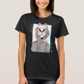 T-shirt Kitsune Fox Masque Vaporwave Glitch Japon Style (Devant)