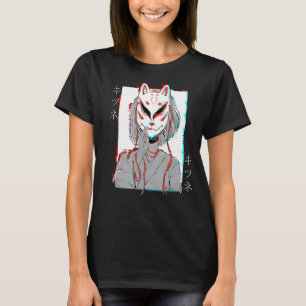 T-shirt Kitsune Fox Masque Vaporwave Glitch Japon Style
