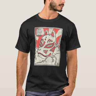 T-shirt Kitsune Mask Postage Stamp Japanese Aesthetic
