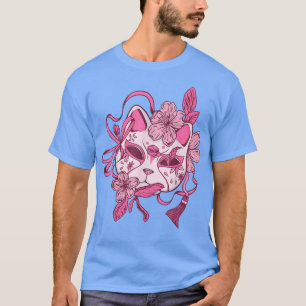 T-shirt Kitsune Masque Sakura Fleur de cerisier en fleurs