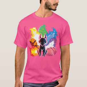 T-shirt Kitsune Nine Tail Rainbow Fox