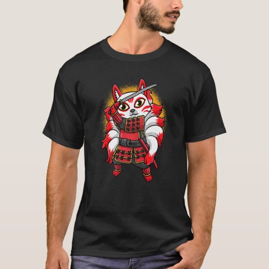 T-shirt Kitsune Ninja Neuf Chevalier Renard Japonais Samur (Devant)