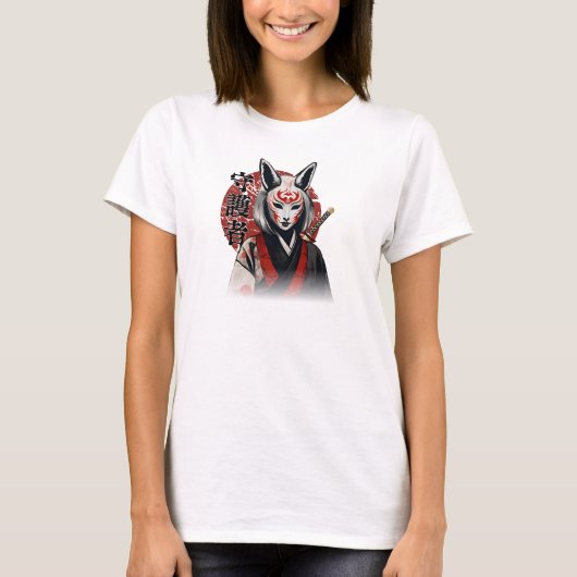 T-shirt Kitsune Samurai Guardian – Japanese Fox Warrior (Devant)