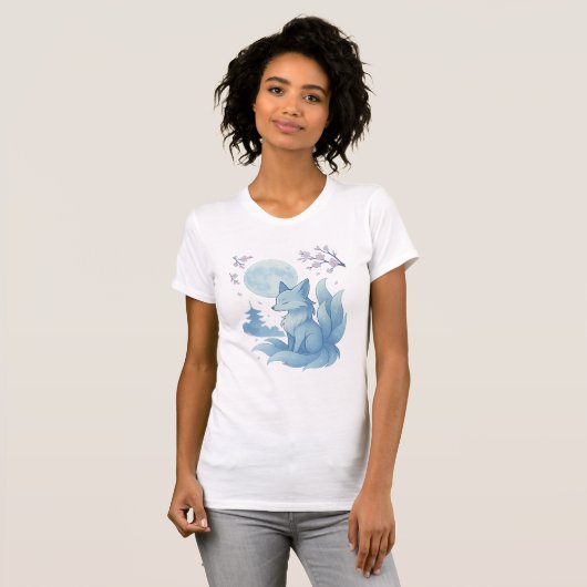 T-shirt Kitsune sous le clair de lune (Devant entier)