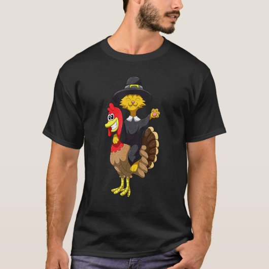 T-shirt Kitte Design drôle de chat de Thanksgiving Dinde P (Devant)