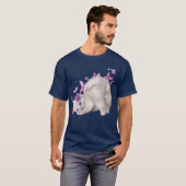 T-shirt Kitten blanc bouffant entouré de fleurs roses et (Devant entier)