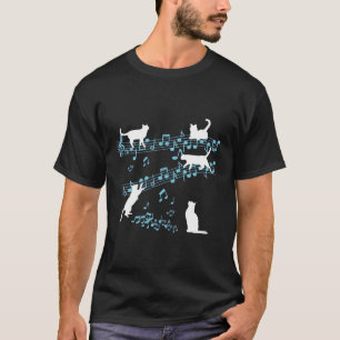 T-shirt Kitten Cat Aime Jouer Des Fiches Musicales Musique