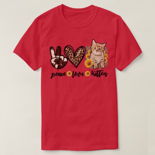 T-shirt Kitten Chat Femmes léopard Paix Amour Chat (Design devant)