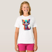 T-shirt Kitten couleur arc-en-ciel (Devant entier)