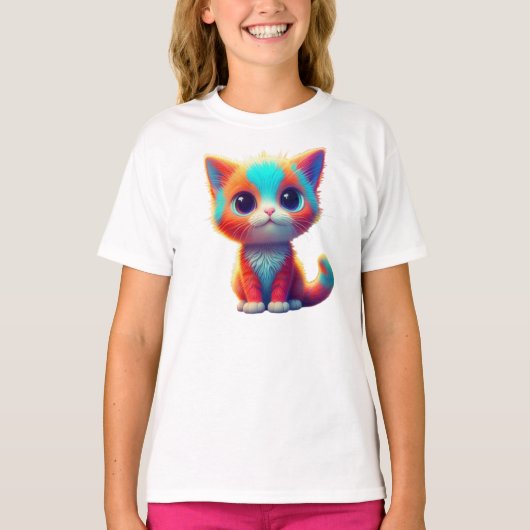 T-shirt Kitten couleur arc-en-ciel (Devant)