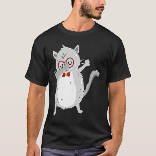 T-shirt Kitten Dab I Grey Cat with Glasses I Dabbing Cats (Devant)