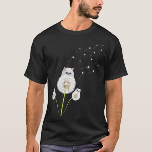 T-shirt Kitten Dandelion Fleurs Chat Kitty Animal Love (Devant)