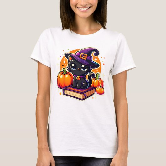 T-shirt Kitten de sorcière mignonne (Devant)