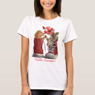 T-shirt Kitten et chiot se saluent