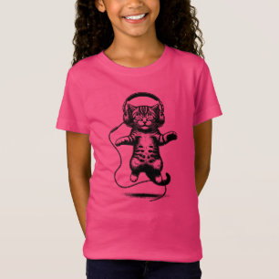 T-Shirt Kitten Flottant Porte-Casques, Chat Audiophile