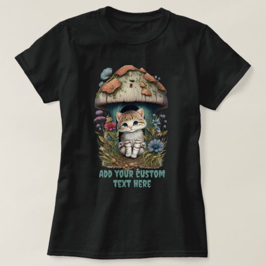 T-shirt Kitten Mushroom House Floral, Cat Pet Amateurs (Design devant)