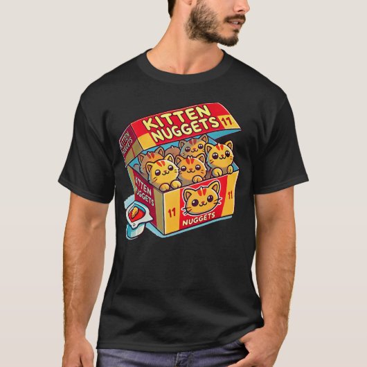 T-shirt Kitten Nuggets Food Pun Cat Lover Chicken Nuggets (Devant)