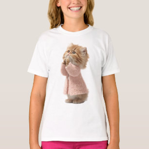 T-shirt Kitten priant en cardigan rose Kids