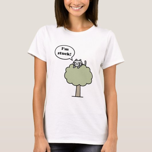 T-shirt Kitty a collé dans l'arbre (Devant)