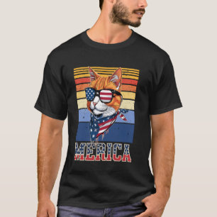 T-shirt Kitty American Flag cat Drôle 4 juillet Meowica