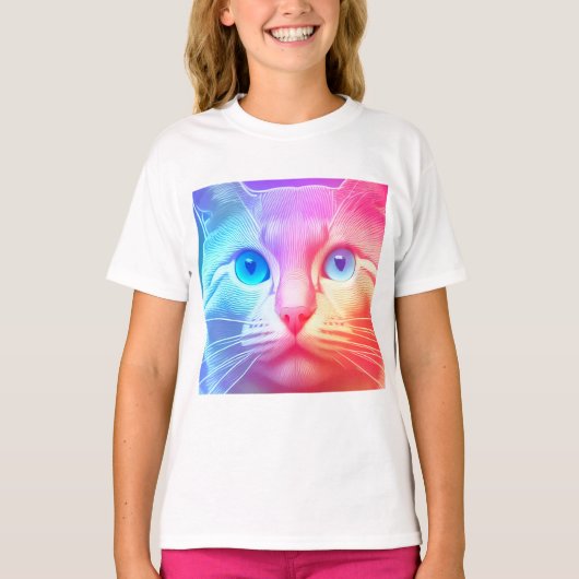 T-shirt Kitty Arc-en-ciel coloré (Devant)