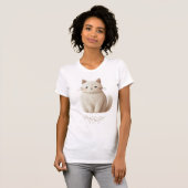 T-shirt Kitty beige brodé avec feuille pointillée Détails (Devant entier)